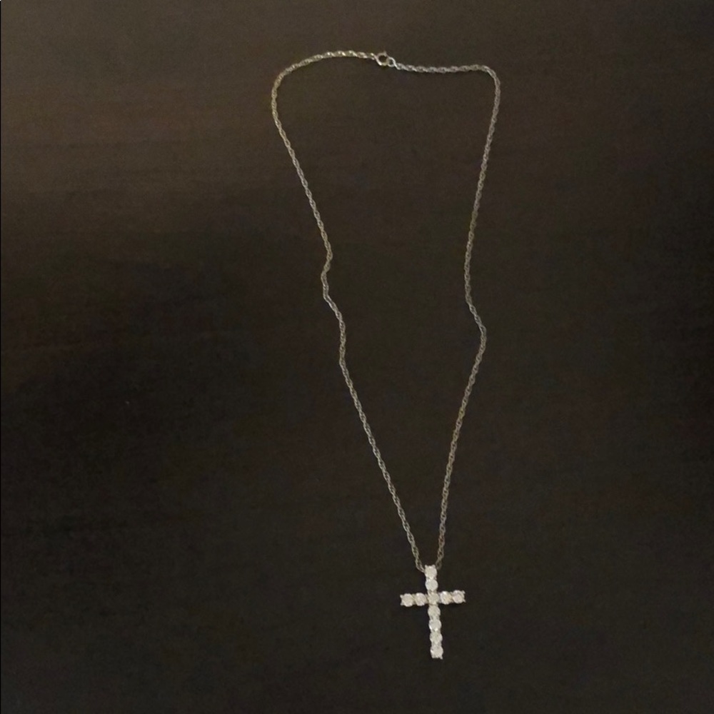 Sterling Silver swarovski crystal cross pendant